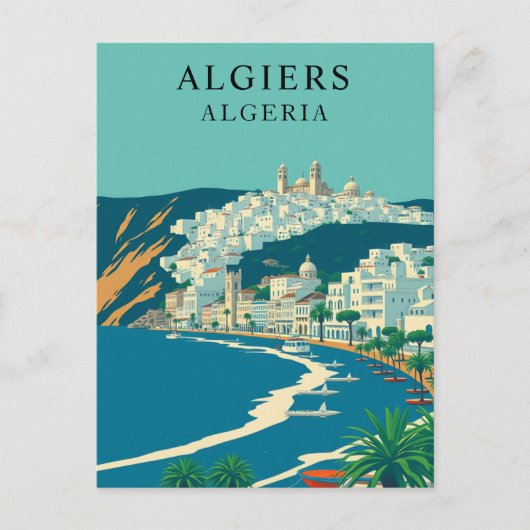 Algiers, Algerije Vintage Travel Art Briefkaart (Voorkant)