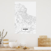 Algiers, Algerije (zwart op wit) Poster (Keuken)