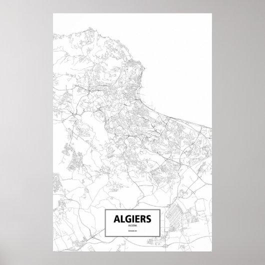 Algiers, Algerije (zwart op wit) Poster (Voorkant)