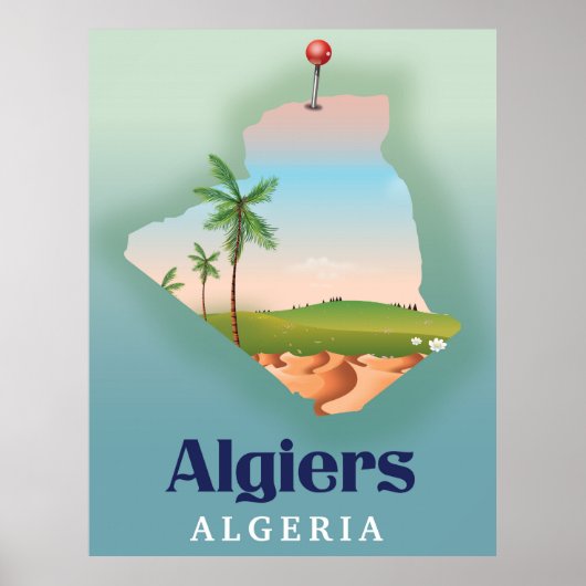 Algiers Algerijnse kaart reisposter Poster (Voorkant)