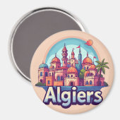 Algiers stadsgezicht met historische koepels magneet (Voorkant / Achterkant)