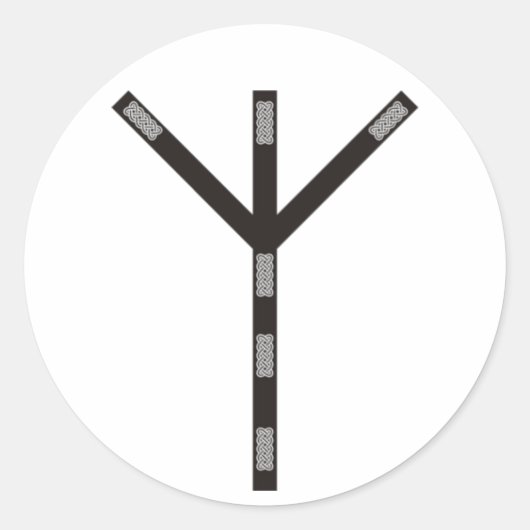 Algiz Rune Schutz Ronde Sticker (Voorkant)