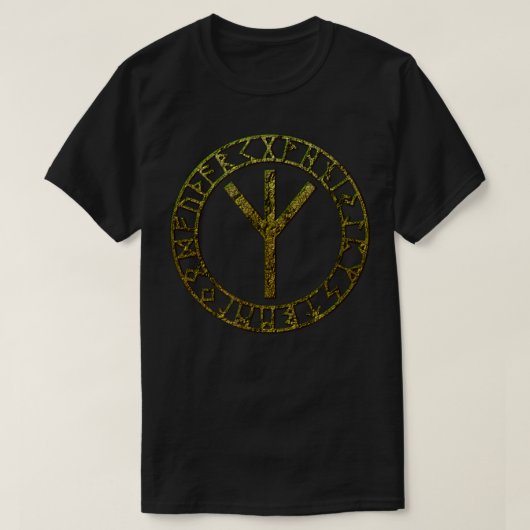 Algiz Vikings runt Norse Elhaz Odin Thor Vegvisir T-shirt (Design voorkant)