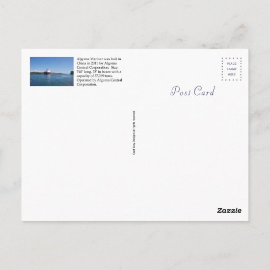 Algoma Mariner-postkaart Briefkaart (Achterkant)