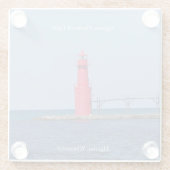 Algoma Pierhead Light glass onderzetter Glazen Onderzetter (Achterkant)