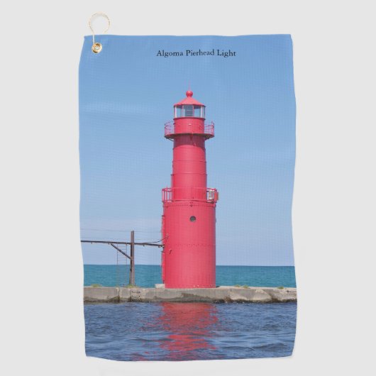 Algoma Pierhead Light-golfhanddoek Golfhanddoek (Voorkant)