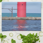 Algoma Pierhead Light hoge keukendoek Theedoek (Gevouwen)
