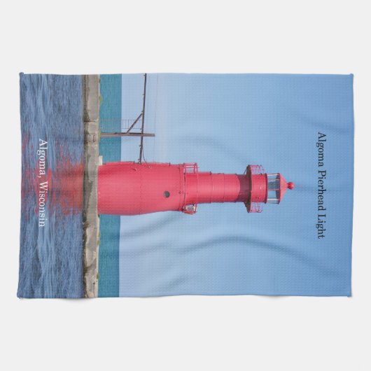 Algoma Pierhead Light-keukenhanddoek Theedoek (Horizontaal)