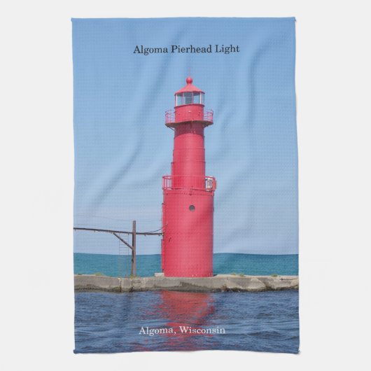 Algoma Pierhead Light-keukenhanddoek Theedoek (Verticaal)