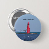 Algoma Pierhead Light-toets Ronde Button 5,7 Cm (Voorkant /achterkant)