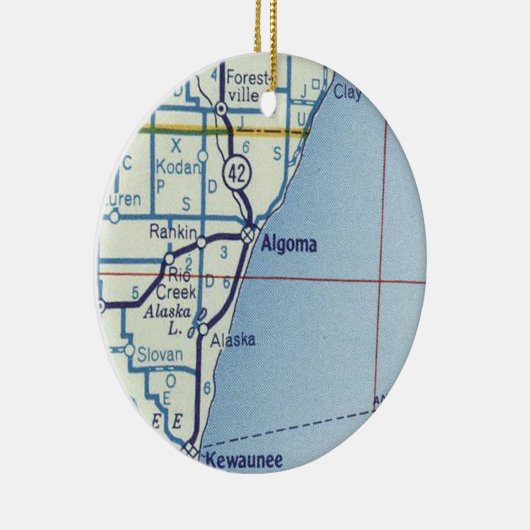 Algoma WI  Map Keramisch Ornament (Rechts)