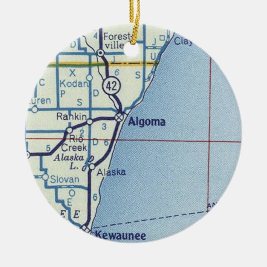 Algoma WI  Map Keramisch Ornament (Voorkant)