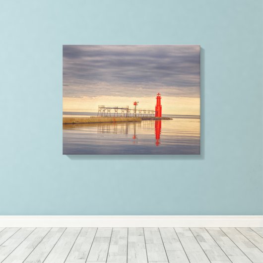 Algoma Wisconsin Lighthouse Canvas Afdruk (Insitu (Houten vloer))