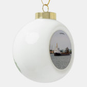 Algomarinebal- of snowflake-versiering keramische bal ornament (Links)
