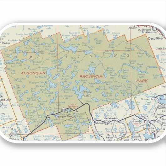 Algonquin Park  kaart Sticker (Voorkant)