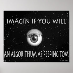 Algoritme als het Peeping Tom Cartoon Poster