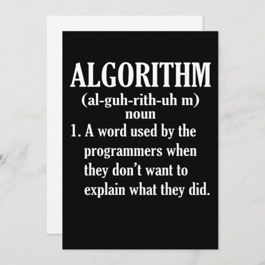 Algoritme Definition Computer Programming Bedankkaart (Voorkant / Achterkant)