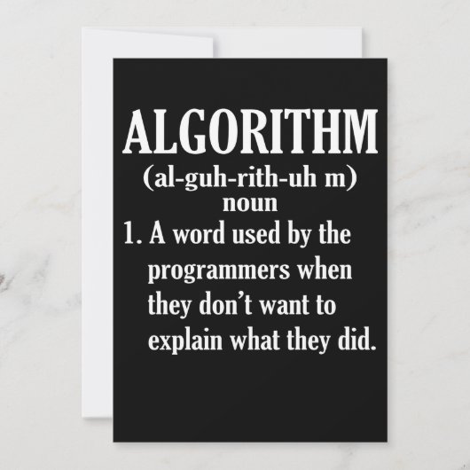 Algoritme Definition Computer Programming Kaart (Voorkant)