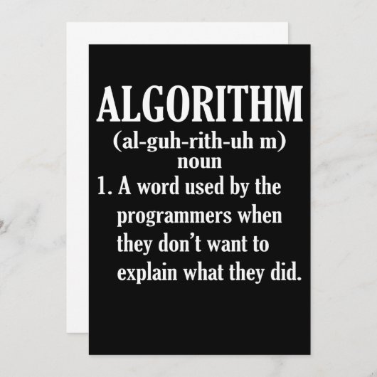 Algoritme Definition Computer Programming Kaart (Voorkant / Achterkant)