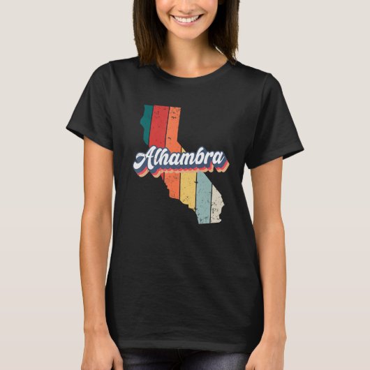 Alhambra City Retro  Hometown California T-shirt (Voorkant)
