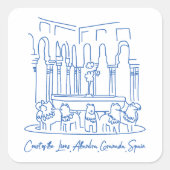 Alhambra Court of the Lions 1 Vierkante Sticker (Voorkant)