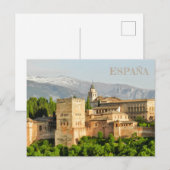Alhambra de Granada en Andalucía, Spanje Briefkaart (Voorkant / Achterkant)