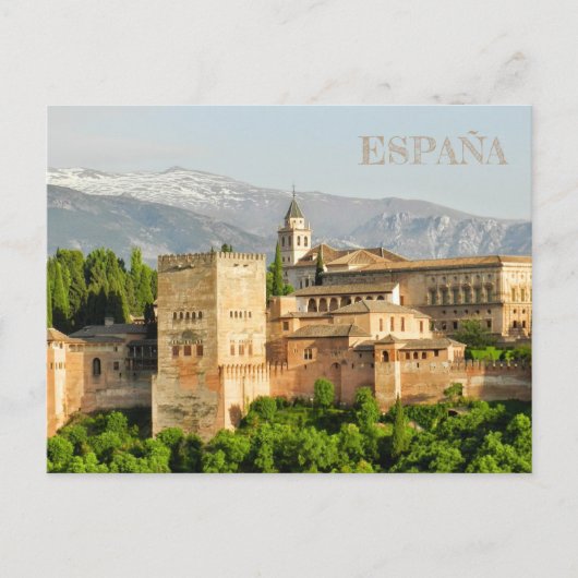Alhambra de Granada en Andalucía, Spanje Briefkaart (Voorkant)