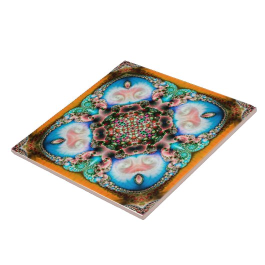 Alhambra Fractal - keramische tegel Tegeltje (Zijkant)