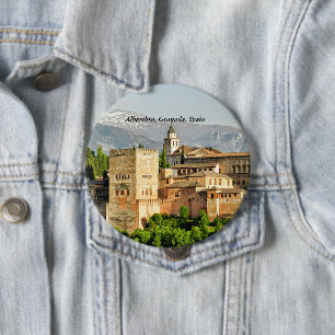 Alhambra, Granada, Andalusië, Spanje Ronde Button 4,0 Cm