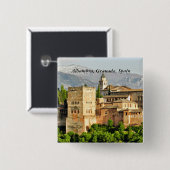 Alhambra, Granada, Andalusië, Spanje Vierkante Button 5,1 Cm (Voorkant /achterkant)