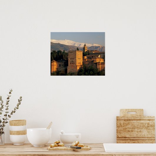 Alhambra; Granada; Andaslusie, Spanje, Sierra Poster (Keuken)