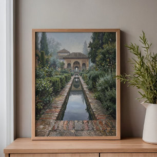 Alhambra Granada Marmeren Boog Kunst Canvas Afdruk