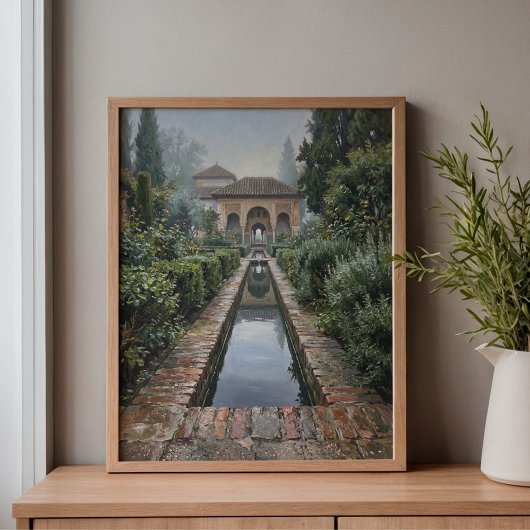 Alhambra Granada Marmeren Boog Kunst Canvas Afdruk