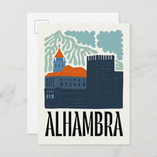Alhambra Granada Spanje abstracte reizen bloemsier Briefkaart (Voorkant / Achterkant)