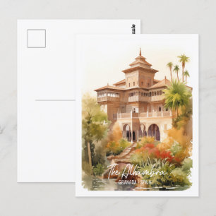 Alhambra Granada Spanje Beroemde Reisplaats Briefkaart