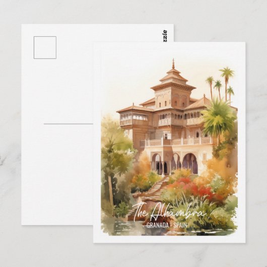 Alhambra Granada Spanje Beroemde Reisplaats Briefkaart (Voorkant / Achterkant)