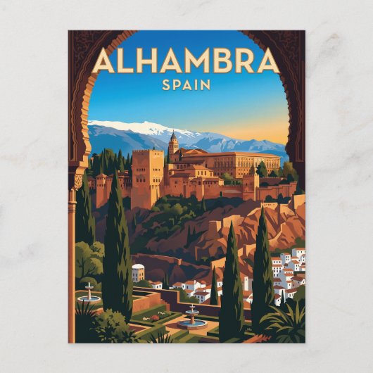 Alhambra, Granada Spanje Briefkaart (Voorkant)