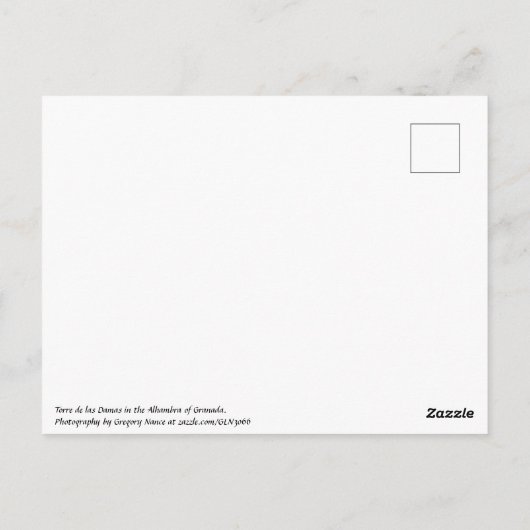 Alhambra, Granada Spanje Briefkaart (Achterkant)