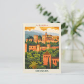 Alhambra Granada Spanje Elegante Vintage Reizen Briefkaart (Staand voorkant)