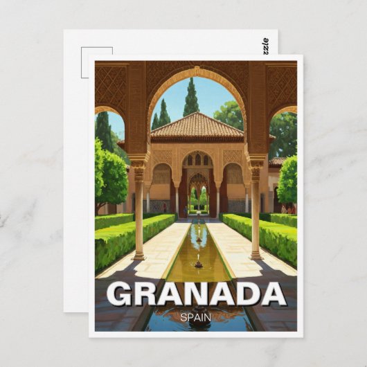 Alhambra Granada Spanje Reizen Briefkaart (Voorkant / Achterkant)