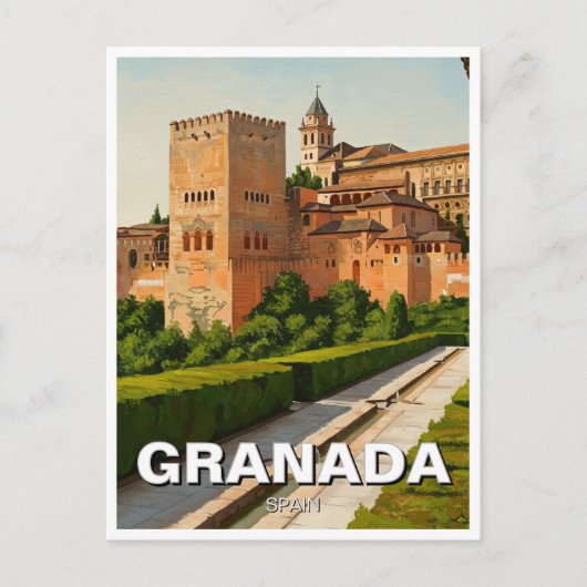 Alhambra Granada Spanje Reizen Briefkaart (Voorkant)