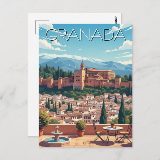 Alhambra Granada Spanje Reizen Briefkaart (Voorkant / Achterkant)