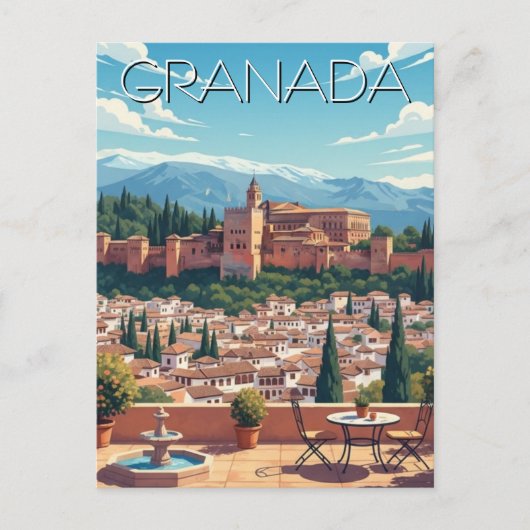 Alhambra Granada Spanje Reizen Briefkaart (Voorkant)