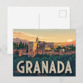Alhambra Granada Spanje Reizen Briefkaart (Voorkant / Achterkant)