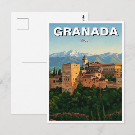 Alhambra Granada Spanje Reizen Briefkaart (Voorkant / Achterkant)
