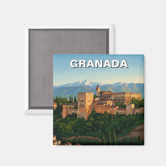 Alhambra Granada Spanje Reizen Magneet (Voorkant / Achterkant)