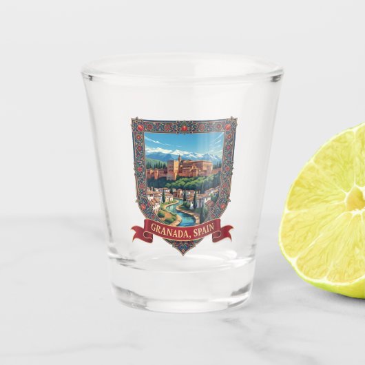 Alhambra Granada Spanje Reizen Shot Glas (Voorkant)