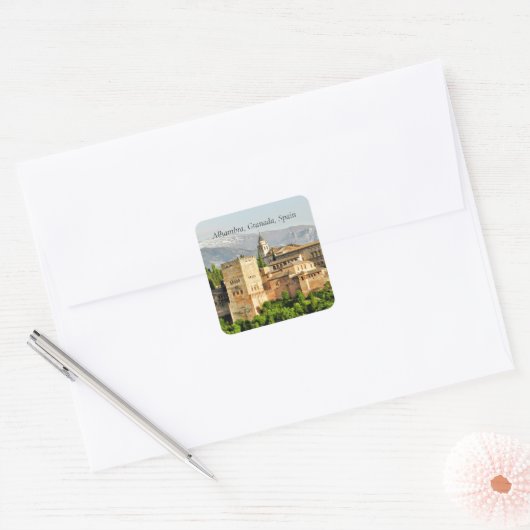 Alhambra, Granada, Spanje Vierkante Sticker (Envelop)
