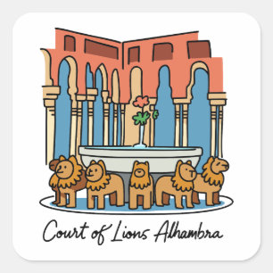 Alhambra Leeuwenhof 3 Vierkante Sticker