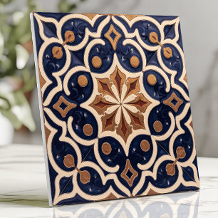 Alhambra Moorse Geometrische Navyblauw Goud Tegeltje